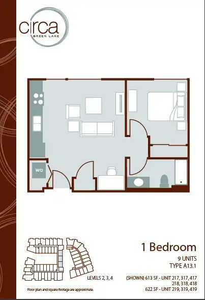 1 Bedroom 1 Bath - A13.1 0418 floor plan